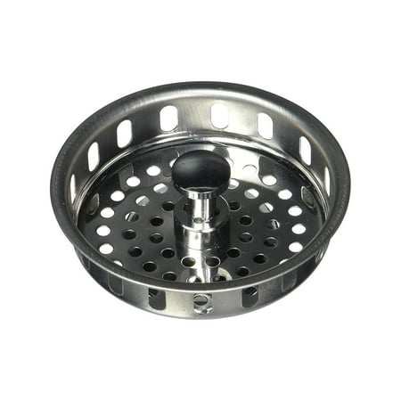 Everflow Kitchen Sink Basket Strainer Replacement For Standard Drains 3 1 2 Inch Stainless Steel With Spring Steel Closure And Rubber Stopper