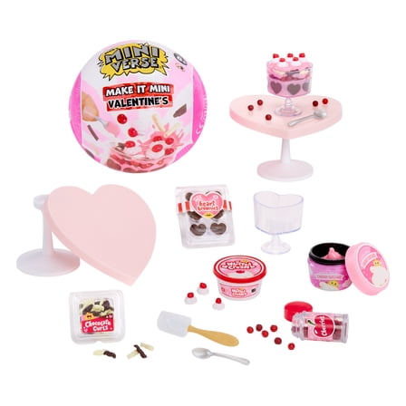 MGA's Miniverse Make It Mini Valentine's Mini Collectibles, Blind Pack, Valentine's Day, Seasonal, Sweetheart, DIY, Crafts, Resin, Replica Food, Not Edible, Collectors, 8 