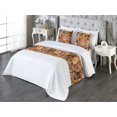 thumbnail image 3 of Fall Bed Runner Set, Autumnal Design Botanical Pattern of Repeating Leaves Outline Motif, Decorative Bedding Scarf & 2 Pillow Shams for Hotels Homes, Queen, Fawn Mustard and Vermilion, by Ambesonne, 3 of 3