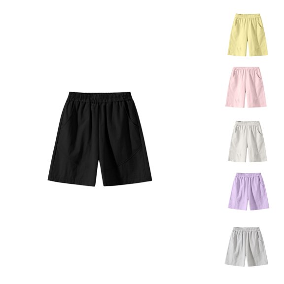 HVOBTTY Summer Toddler Kid's Running Shorts High Waist Solid Color Wide Leg Double Pocket Soft Eyelet Mesh Shorts