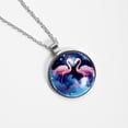 thumbnail image 4 of Flamingo Glass Design Circular Pendant Necklace - Elegant Jewelry Piece, 4 of 5
