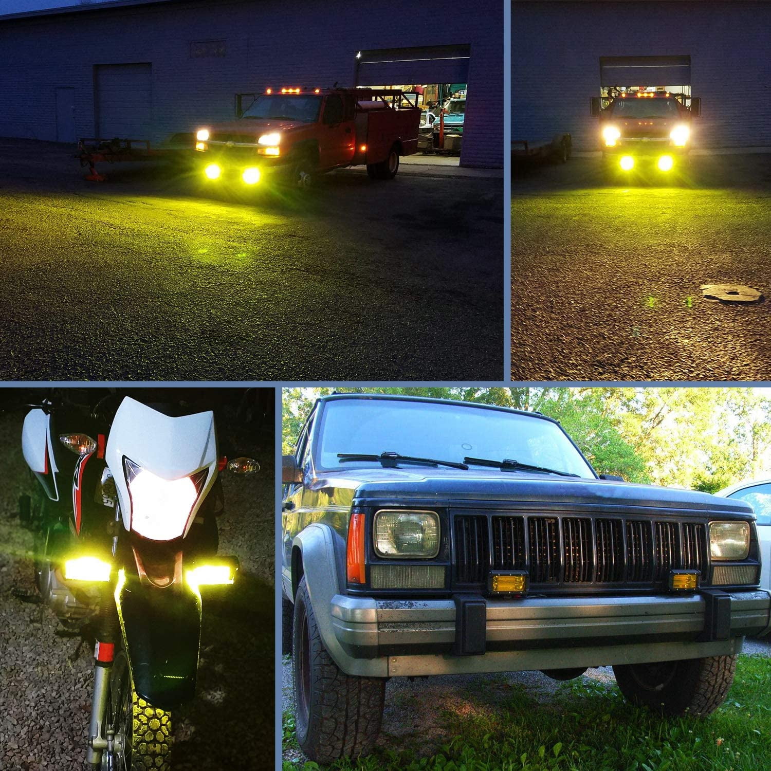 Nilight 5 Inch 72W LED Flood Beam Light Bar - 10800 Lumens Amber for SUV, 2 Pack with 16AWG Wire Set