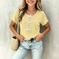 thumbnail image 5 of yillto Short Sleeve Tee for Girls Round Neck Shirts Bow Ruffle Sleeve Summer Cute Tops 3-14 Years, 5 of 7