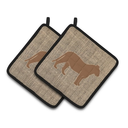 

Carolines Treasures BB1010-BL-BN-PTHD Tiger Faux Burlap and Brown Pair of Pot Holders 7.5HX7.5W multicolor