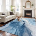 thumbnail image 2 of Large Area Rugs for Living Room Bedroom, Blue Marble 5'x8' Rug Washable Carpet Runner Indoor Outdoor, Summer Ocean Wave Blue Ombre Non Slip Floor Mats Rug for Kitchen, Bathroom, 2 of 8