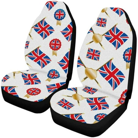ZHANZZK Set of 2 Car Seat Covers Union Jack Flags and Emblems Universal Auto Front Seats Protector Fits for Car,SUV Sedan,Truck