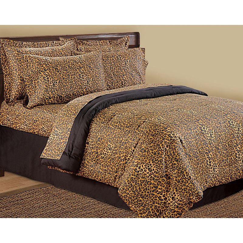 Scent Sation Wild Life Animal Print Comforter Set Queen Black