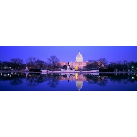Christmas US Capitol Washington DC District Of Columbia USA Canvas Art - Panoramic Images (36 x 12)