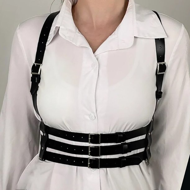 Ligas sexis de piel sintética para mujer, arnés para esculpir el cuerpo, cinturón de cintura, tirantes, cinturón gótico Harajuku Tan Jianjun unisex