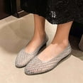 thumbnail image 6 of Shrysg Women's Lattice Ballet Flats Pointed Toe Jelly Shoes Breathable Casual Slip On Sandals for Outdoor Daily Wear Silver, 6 of 6