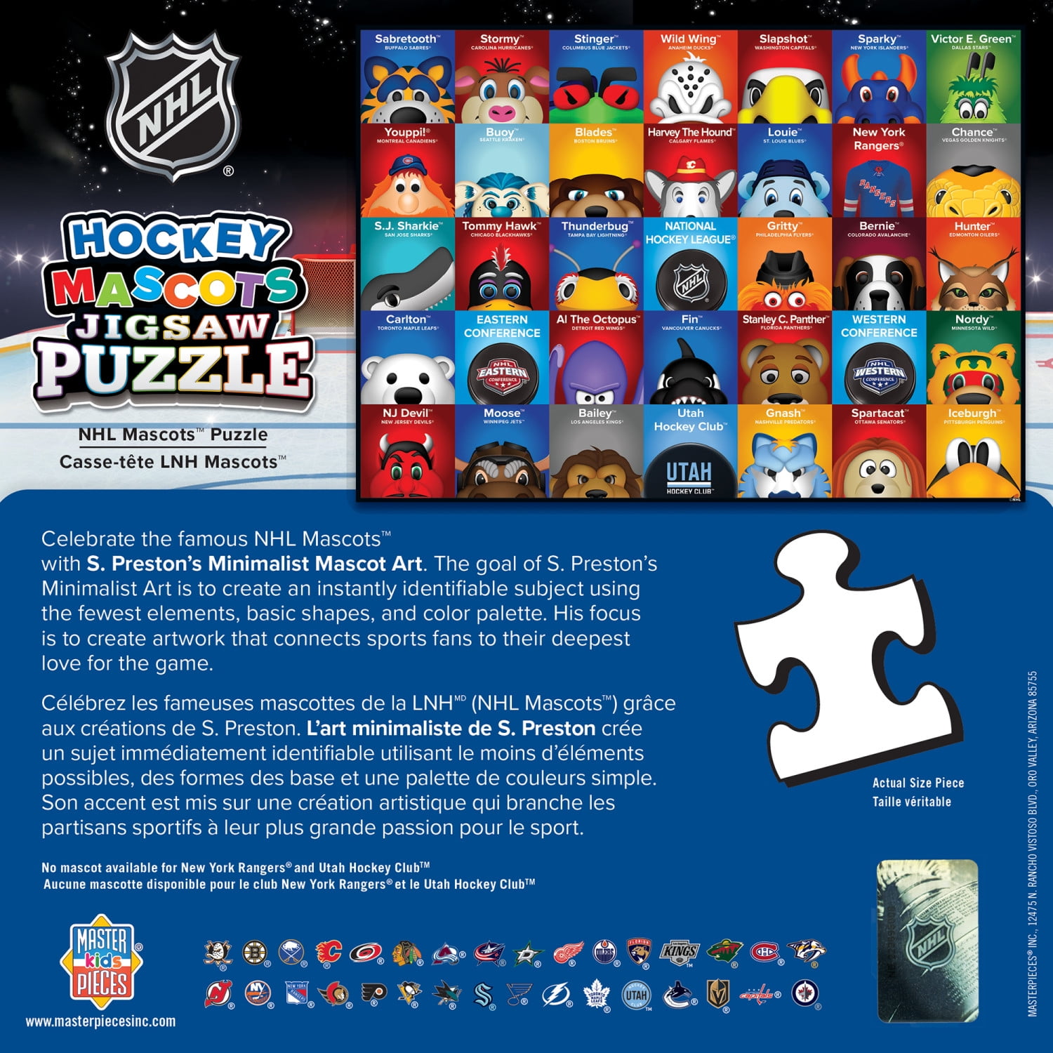 MasterPieces Sports Puzzle, NHL Mascots, 100 Pieces, 19x14 Inches