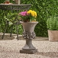 thumbnail image 2 of Michaelia Chalice Garden Urn Planter, Roman, Botanical, Antique Gray Lightweight Concrete, 2 of 7