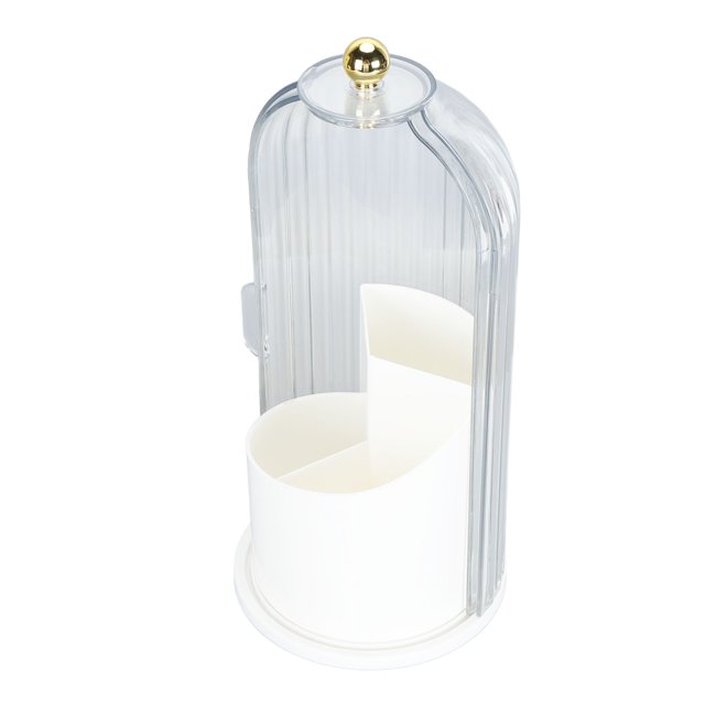 Makeup Brush Holder,Transparent Design Make Up Brushes Container with Dustproof Lid Rotating Cosmetics Holders Storage Cup Stylish Decor for Bathroom Vanity Desk