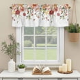 thumbnail image 3 of Red Pink Flowers Window Valance Curtain Floral Leaf Plant Rod Pocket Short Curtain for Living Room, Bedroom & Kitchen Window Decor 42x12in, 3 of 8