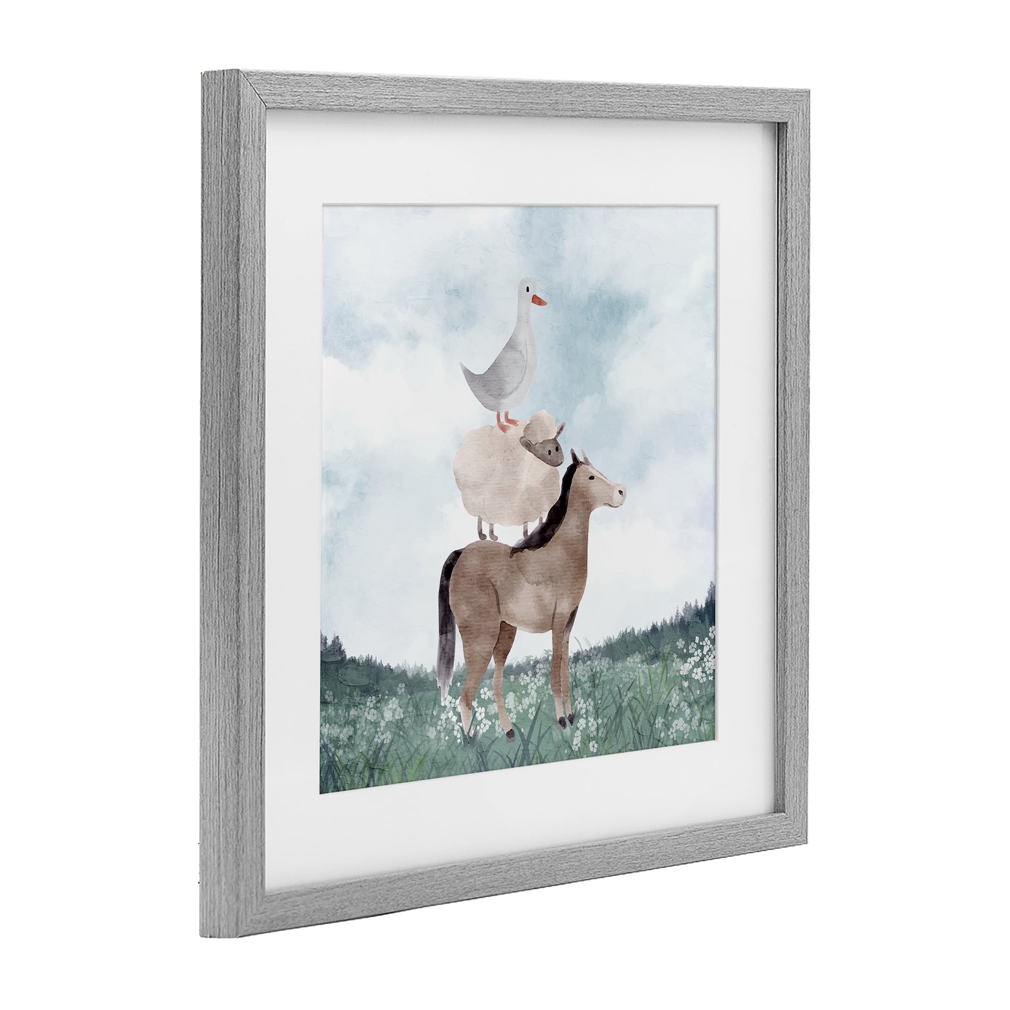 Stupell Industries Muted Blue Sky Farm Gray Framed Print Under Glass, design by Kim Allen