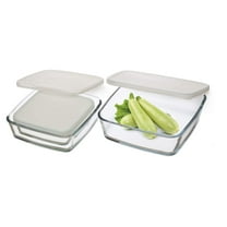 Simax Square Glass Storage Containers | With Tight Fitting Plastic Lids – 3 Piece Set, Assorted Sizes – Oven, Microwave, and Dishwasher Safe – Includes 57 Ounce, 33 Ounce, 16 Ounce