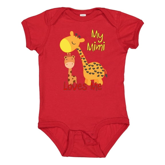 Inktastic My Mimi Loves Me Giraffe Boys or Girls Baby Bodysuit