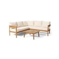 thumbnail image 3 of Burrough Acacia Wood Outdoor 5 Seater Sectional Sofa Chat Set with Cushions, Teak and Beige, 3 of 25
