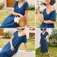 thumbnail image 5 of Avidlove Women Nightgowns Side Split Long Nightshirts Short Sleeve Soft Sleepwear V Neck Nightdress with Pockets, 5 of 7