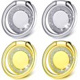 thumbnail image 1 of 4 Pieces Glitter Bling Phone Ring Holders Metal Finger Kickstand 360° Rotation Bling Phone Ring Stand for Universal Tablets and Smartphone (Gold, Silver), 1 of 8