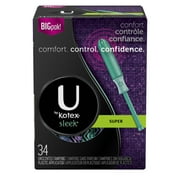 U by Kotex Sleek Tampons, Super Absorbency, Fragrance-Free, 34 Count