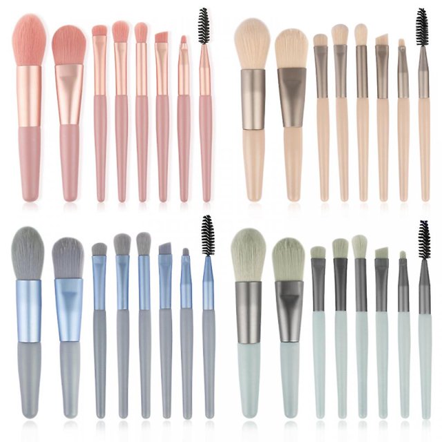 Set de brochas de maquillaje HUOGUO Mini 8 para sombra de ojos y pestañas en polvo