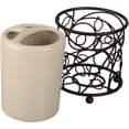 thumbnail image 3 of Interdesign Twigz Ceramic Toothbrush Holder, Vanilla/Bronze, 3 of 5
