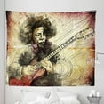 thumbnail image 1 of Music Tapestry, Guitar Virtuoso Hand Drawn Style Illustration of a Guitar Player Musician, Fabric Wall Hanging Decor for Bedroom Living Room Dorm, 5 Sizes, Brown Beige Black, by Ambesonne, 1 of 1