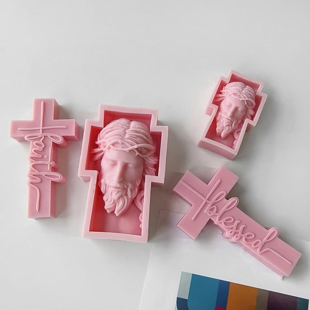 Osdhezcn Silicone Mold Crosses Candle Molds Human Portrait Gypsum Resin Soap Molds Desk Ornament Handmade Gifts for Craft Lover