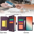 thumbnail image 4 of Compatible With Samsung Galaxy S22 Ultra Wallet Case with Card Holder Kickstand Double Magnetic Clasp Zipper Pocket Lanyard Strap Wristlet, Leather Flip Case Women Men Wallet Cover,Purple, 4 of 14