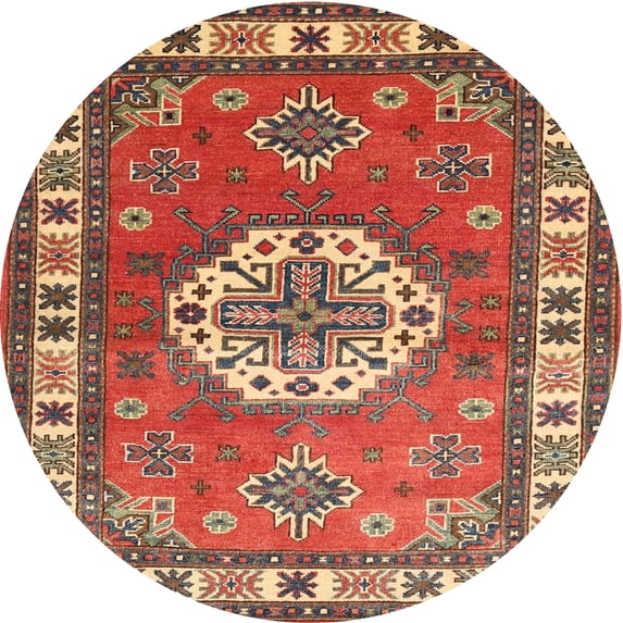 Ahgly Company Machine Washable Indoor Round Traditional Peru Brown Area Rugs, 4' Round