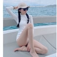 thumbnail image 1 of Traje de baño de manga larga UPF50 + para mujer, bañador deportivo para surfear en la playa con cremallera frontal, traje de baño atlético de secado rápido, 1 of 4