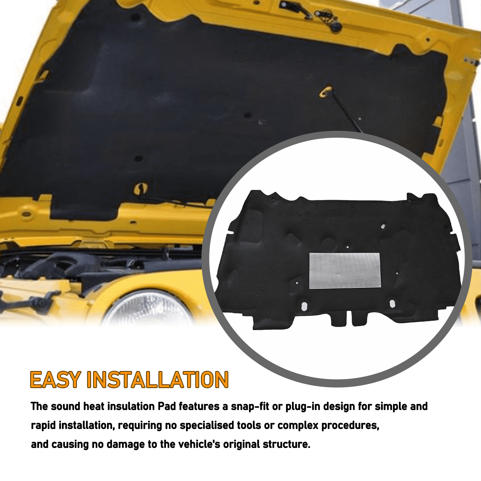 Front Hood Engine Sound Heat Insulation Pad,Soundproof Cotton Cover For Jeep For Wrangler 2007 2008 2009 2010 2011 2012 2013 2014 2015 2016 2017,Car Assecories Firewall Mat Pad Cover Noise Deadener