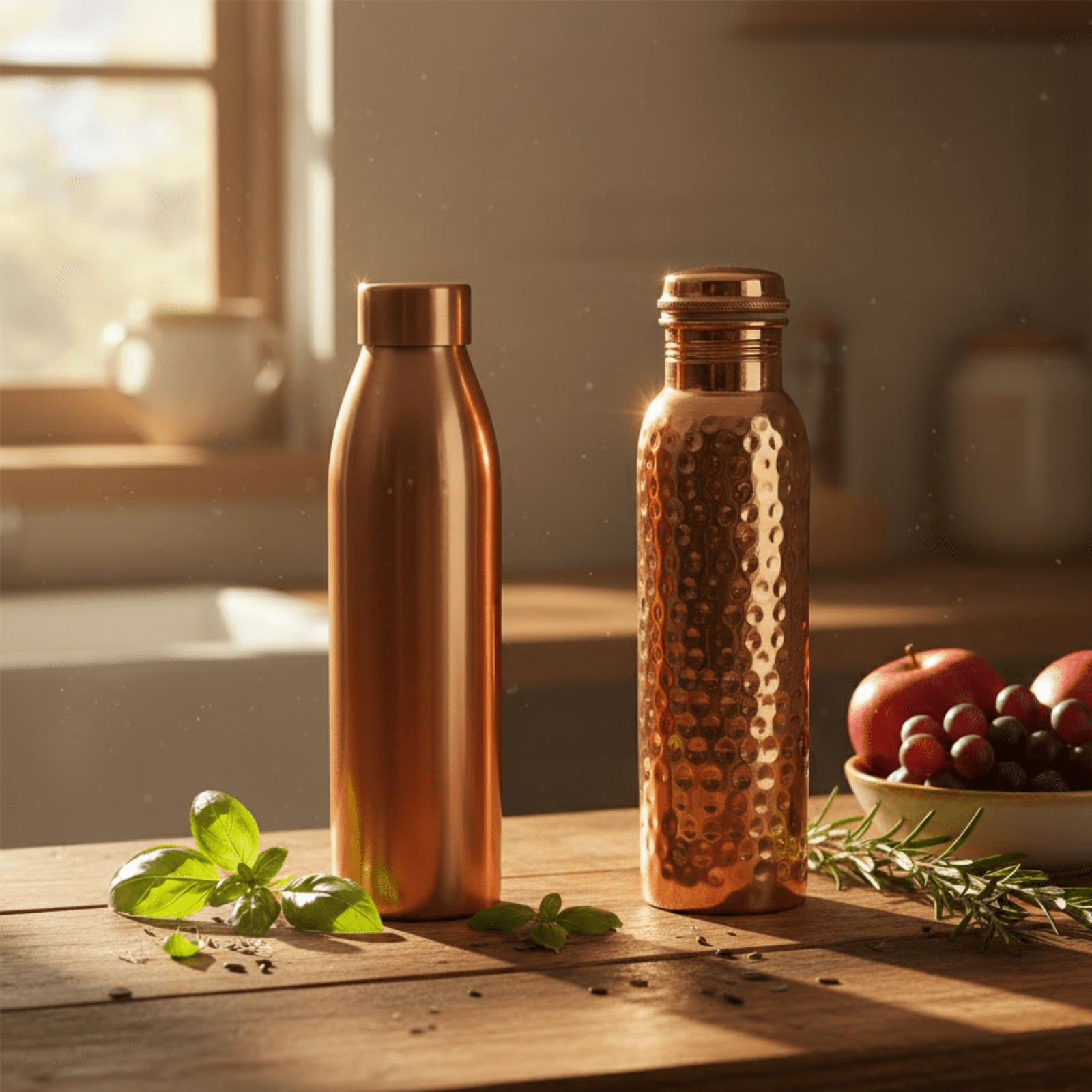 Mayur Exports Copper Set of 2 Water Bottles | Copper Water Bottle | Travel Water Bottle | Ayurvedic Health Benefits Copper Bottle 32 OZ Water Bottles