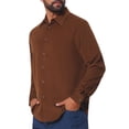 thumbnail image 4 of INSPIRE CHIC Men's 100% Cotton Dress Shirt Long Sleeve Solid Casual Button Down Shirts M Brown, 4 of 6
