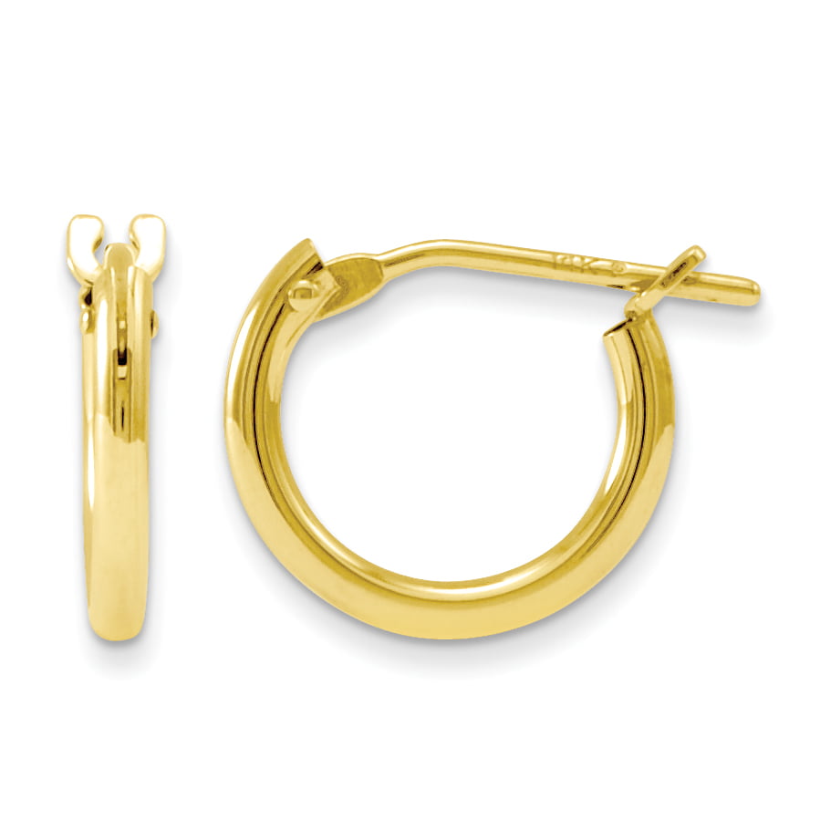 Real 18K Yellow Gold Earrings For Women Full Star Extra Small Hoop Earrings 9mmD