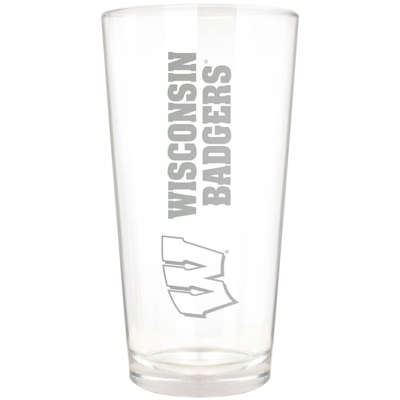 Wisconsin Badgers Etched 16oz. Vertical Rally Cry Pint Glass