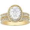 3.16 Carat T.G.W. Vintage CZ 14kt Gold-Plated Bridal Set