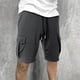 thumbnail image 3 of Pantalones Cortos de Carga de los Hombres con Cordón Sólido Cintura Deportivo Pantalones Cortos de Gimnasio con Bolsillos, Desgaste Casual de Toda la Temporada, 3 of 7