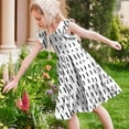 thumbnail image 2 of Juslio Girl Dresses Casual Ruffle Sleeve Round Neck Summer Beach A-line Knee Length White Sundress, 2 of 8