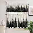 thumbnail image 2 of 3 Piece Kitchen Curtains and Valances Set Mist Forest Cafe Curtains 36 Inch Length Beige Farmhouse Vintage Nature Scenery Valance & Tier Curtain for Living Room Bedroom Small Window 54"x18"+27"x36"*2, 2 of 6