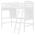 thumbnail image 5 of Tcbosik Loft Bed Twin Size with Shelves and Desk, Bed Frame with Ladder and Guardrail for Bedroom, Dorm, Wood Slats Support, White, 5 of 9