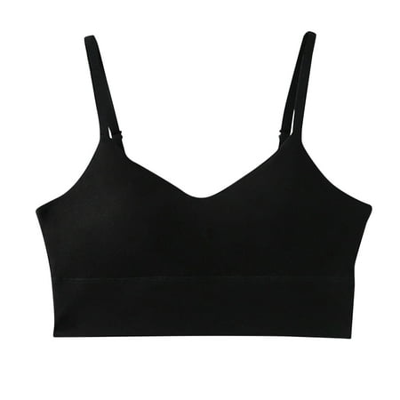 ATOYSOY Ribbed Tank Tops Sports Bra Everyday Bra Adjustable Yoga Activewear Breathable Push Up Bralette Teens Underwear Clearance Comfort Bra Wireless Seamless Tank Tops Black S