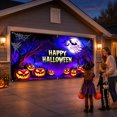 thumbnail image 4 of Large Halloween Garage Door Backdrop Pumpkin Bat Moon Print Front Yard Halloween Outdoor Decorations Seasonal Decor Curtain, 4 of 4