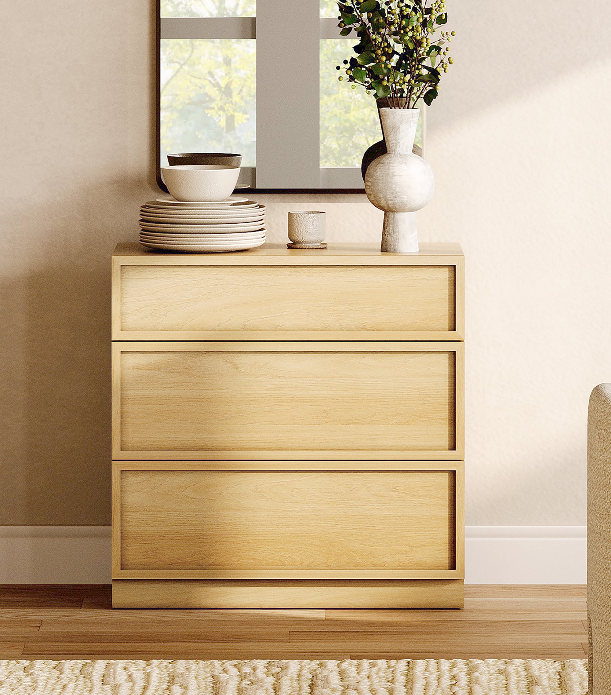 31.5" Modern Sideboard Buffet Cabinet with 3 Drawers, Multifunctional Sideboard with Large Storage and Adjustable Shelf