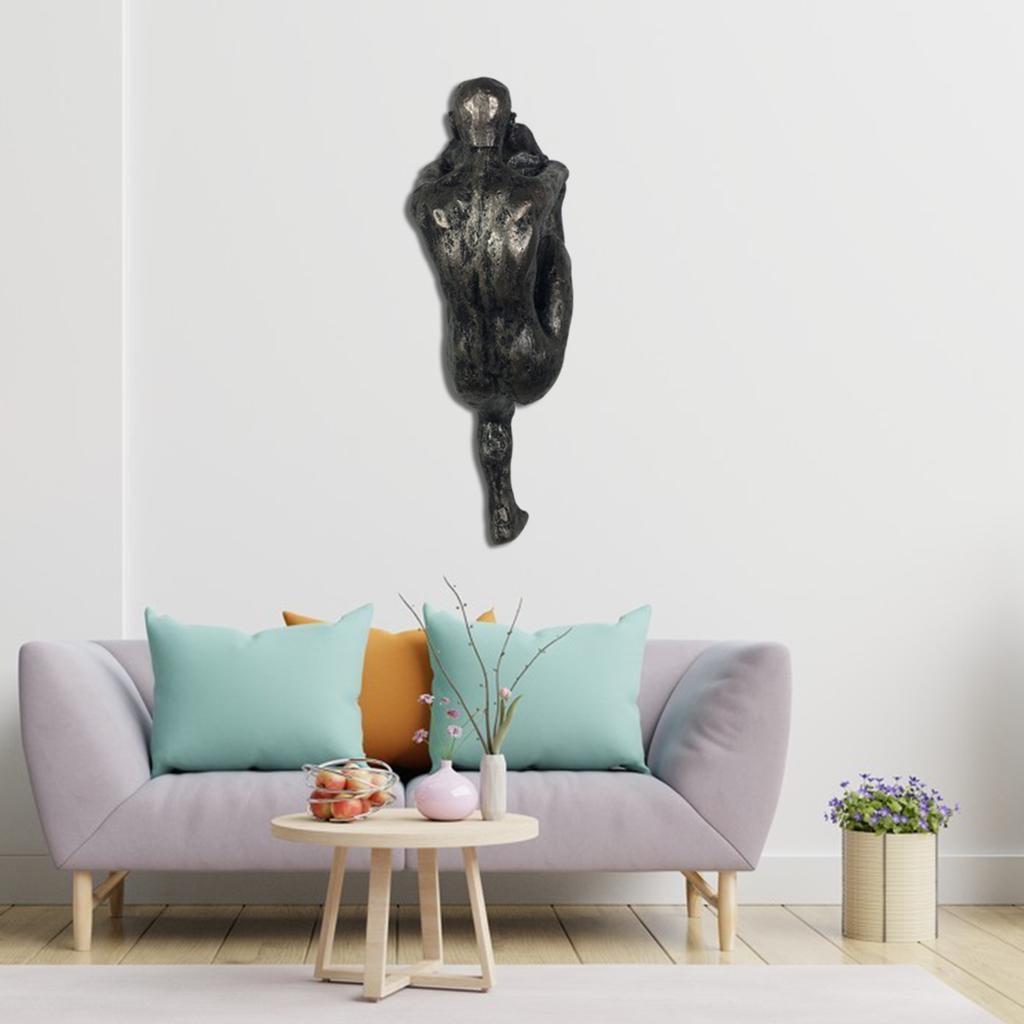 Bronze Rock Climbers Figurines Wall Climbing Men Sculptures Poly Resin