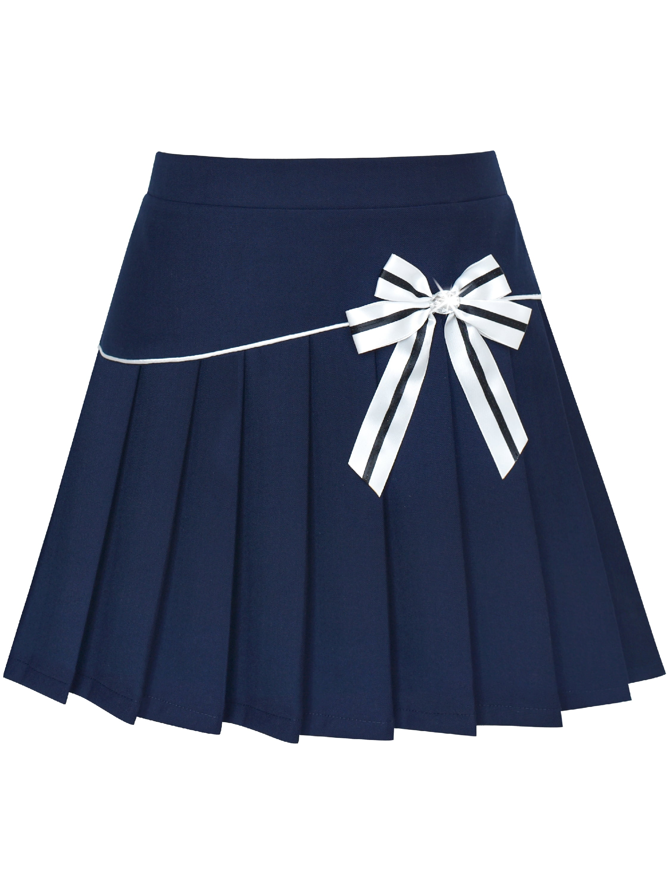 Navy Unique Girls School Wear Elasticated Box Pleat Skirt