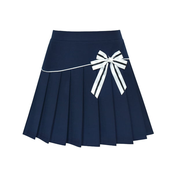 Pogo stick jump dose Shrine Girls Skirt Navy Blue Pleated Bow Tie Back School Uniform 7-8 Years -  Walmart.com