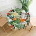 thumbnail image 3 of Hawaiian Palm Tree Round Tablecloth Reusable Wipeable Waterproof Tropical Plants Hibiscus Flowers Diameter 60" Overlays Round Table Cloth for Family Dinners Patio Indoor Outside Events, 3 of 5