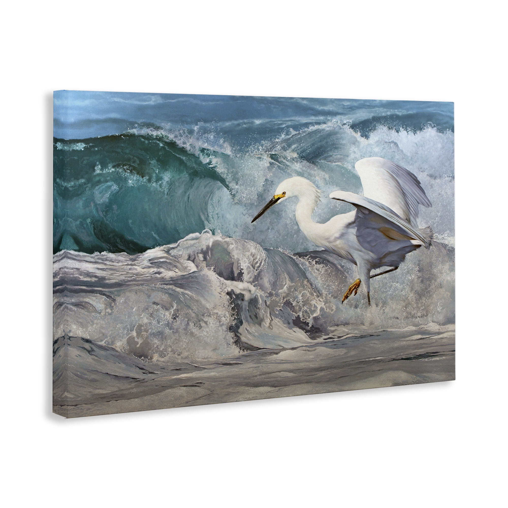 Stupell Industries Wave Dancer Heron Nautical & Beach Painting Wrapped Canvas Art Print Wall Art, 30 x 20